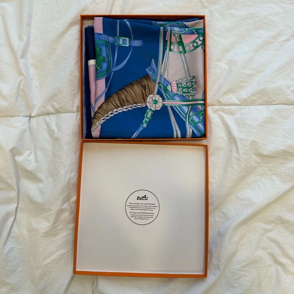 Hermès Equestrian Print Silk Scarf